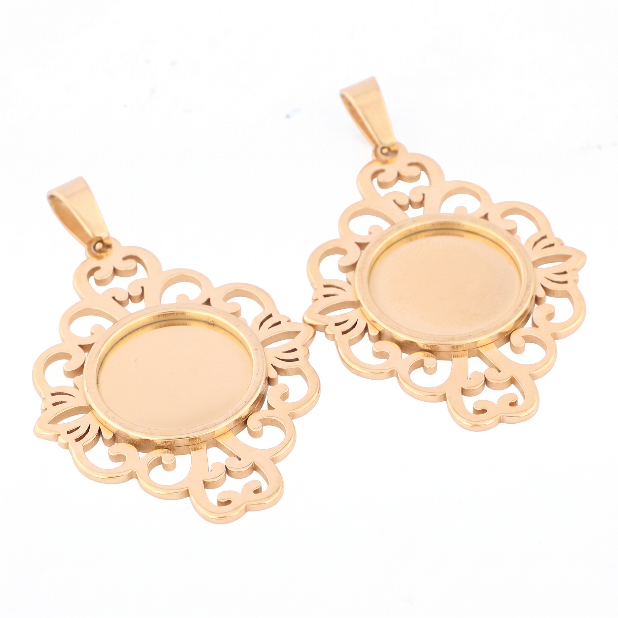 5pcs Stainless Steel Filigree  - огляд і ціна Bezels Set Pendant