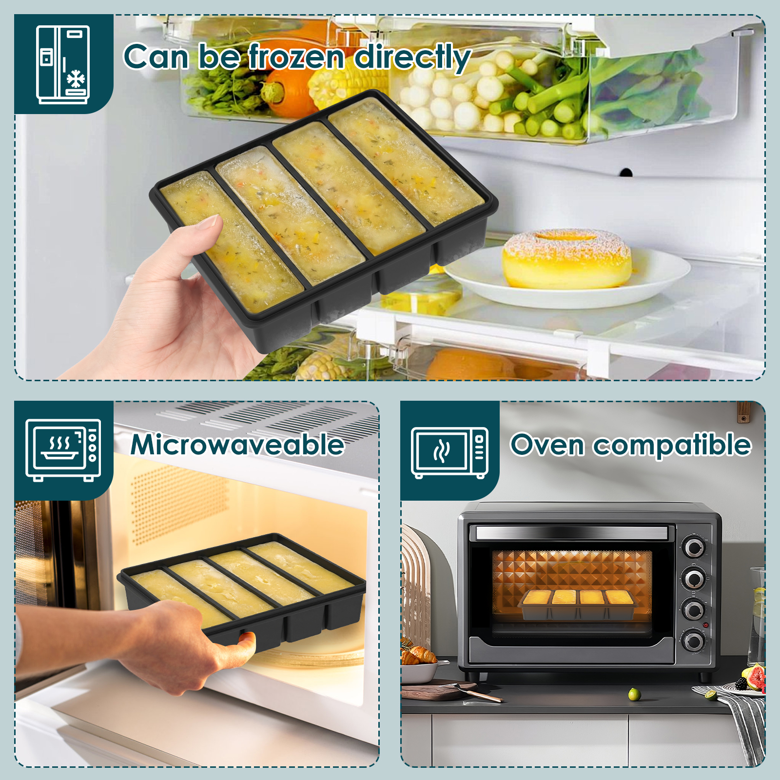 4 Pack Silicone Freezer Tray w - огляд і ціна Serving Tray Mold