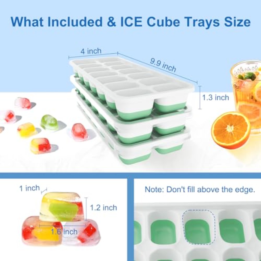 Ice Cube Tray with Lid, 3 Pack - огляд і ціна Silicone Mold Tray