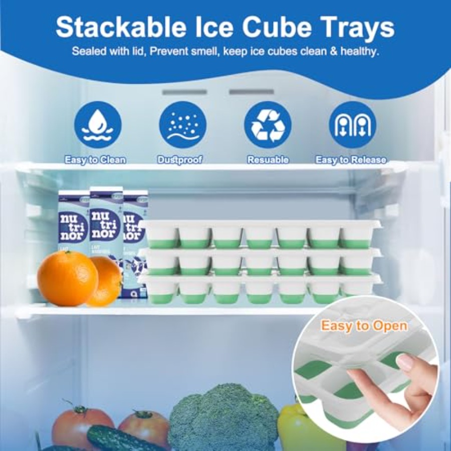 Ice Cube Tray with Lid, 3 Pack - огляд і ціна Silicone Mold Tray