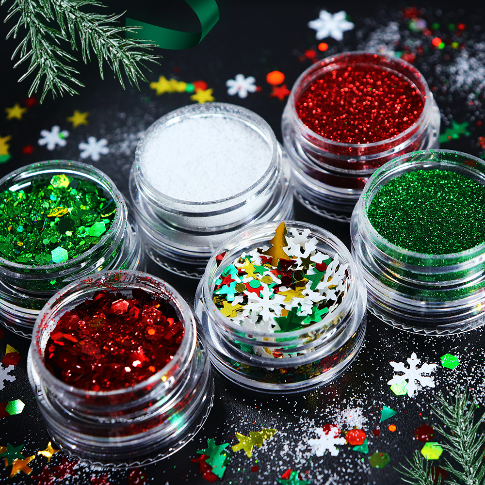 6 pcs/set Christmas Glitter Fo - огляд і ціна Resin Glitter Pack