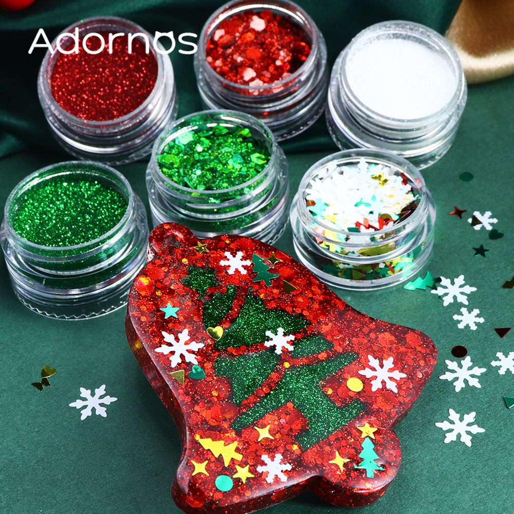 6 pcs/set Christmas Glitter Fo - огляд і ціна Resin Glitter Pack